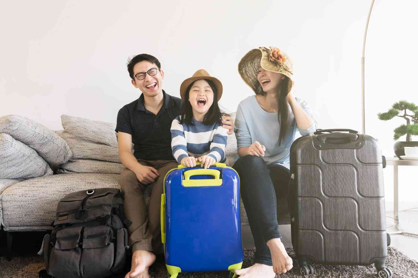 Asian family prepares for a family vacation