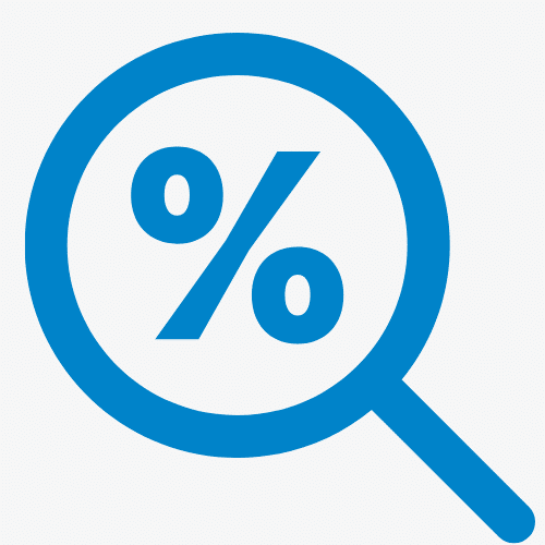 Blue percentage sign symbolising interest rates