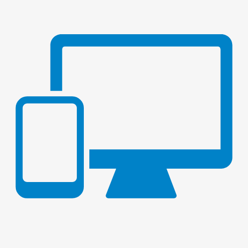Blue laptop & mobile icon indicating online application process